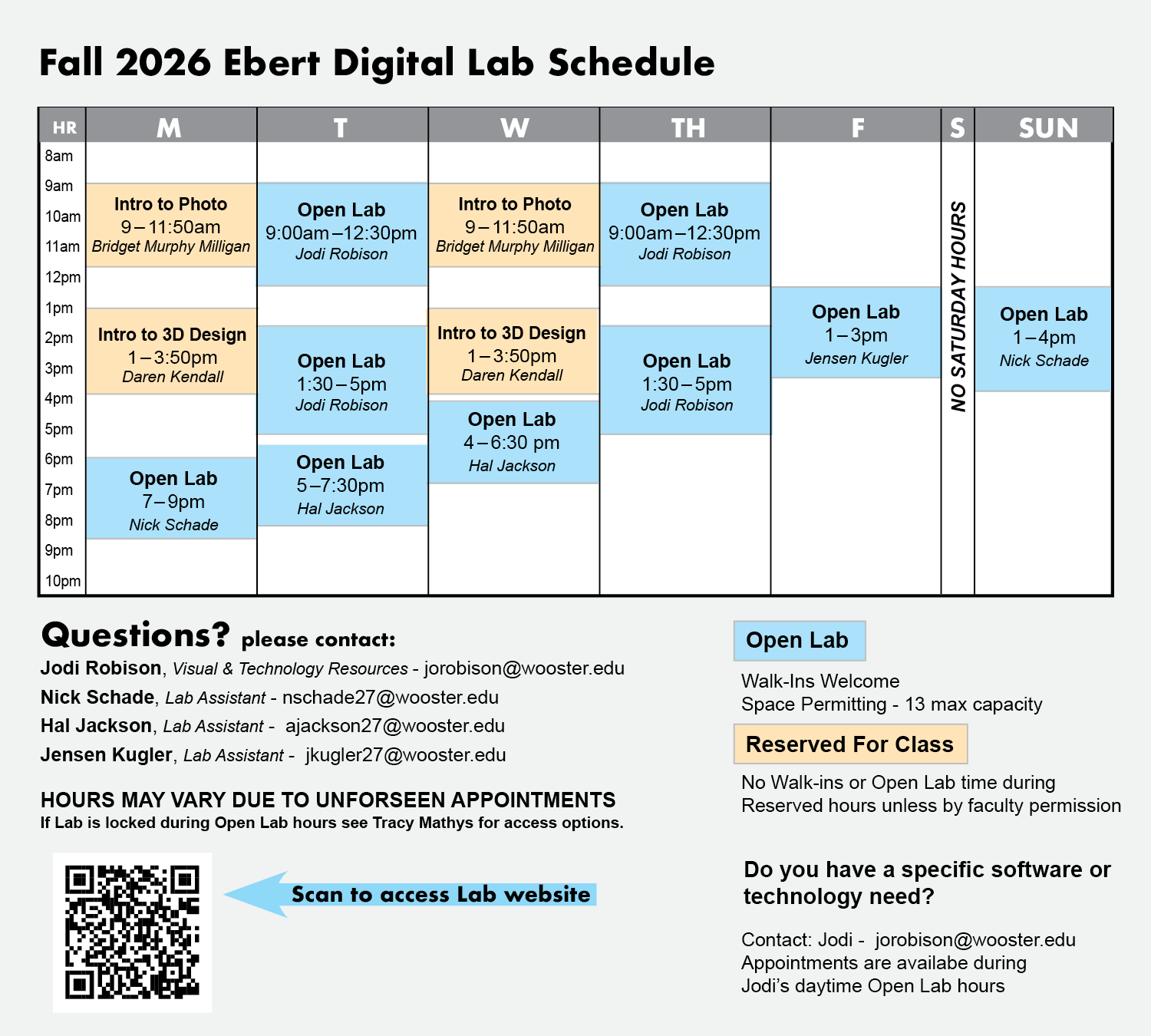 Ebert Lab Open Hours